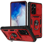 For Samsung Galaxy Note20 Ultra 5G Protective Phone Case Kickstand Card Holder with Sliding Camera Cover