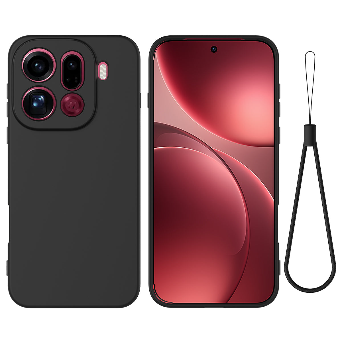 For Oppo Find X9 Pro 5G Liquid Silicone Case Phone Back Cover with Hand Strap