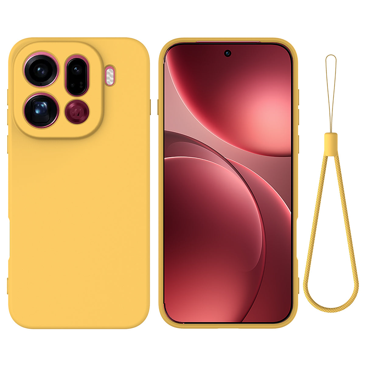 For Oppo Find X9 Pro 5G Liquid Silicone Case Phone Back Cover with Hand Strap