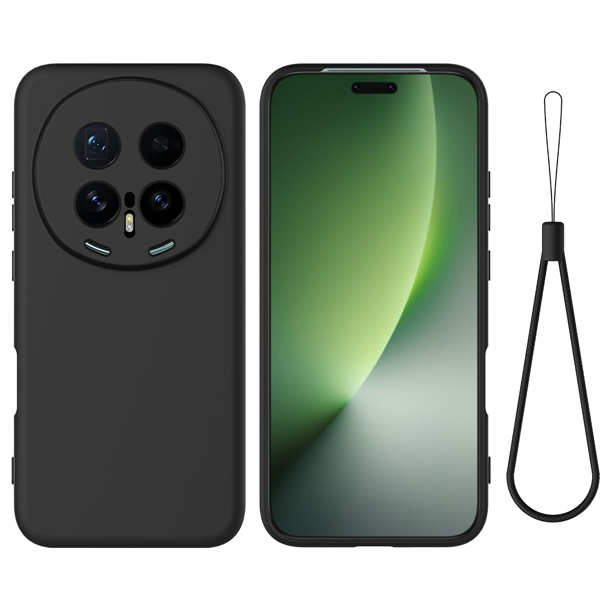 For Honor Magic8 Pro 5G Liquid Silicone Case Phone Back Cover with Hand Strap