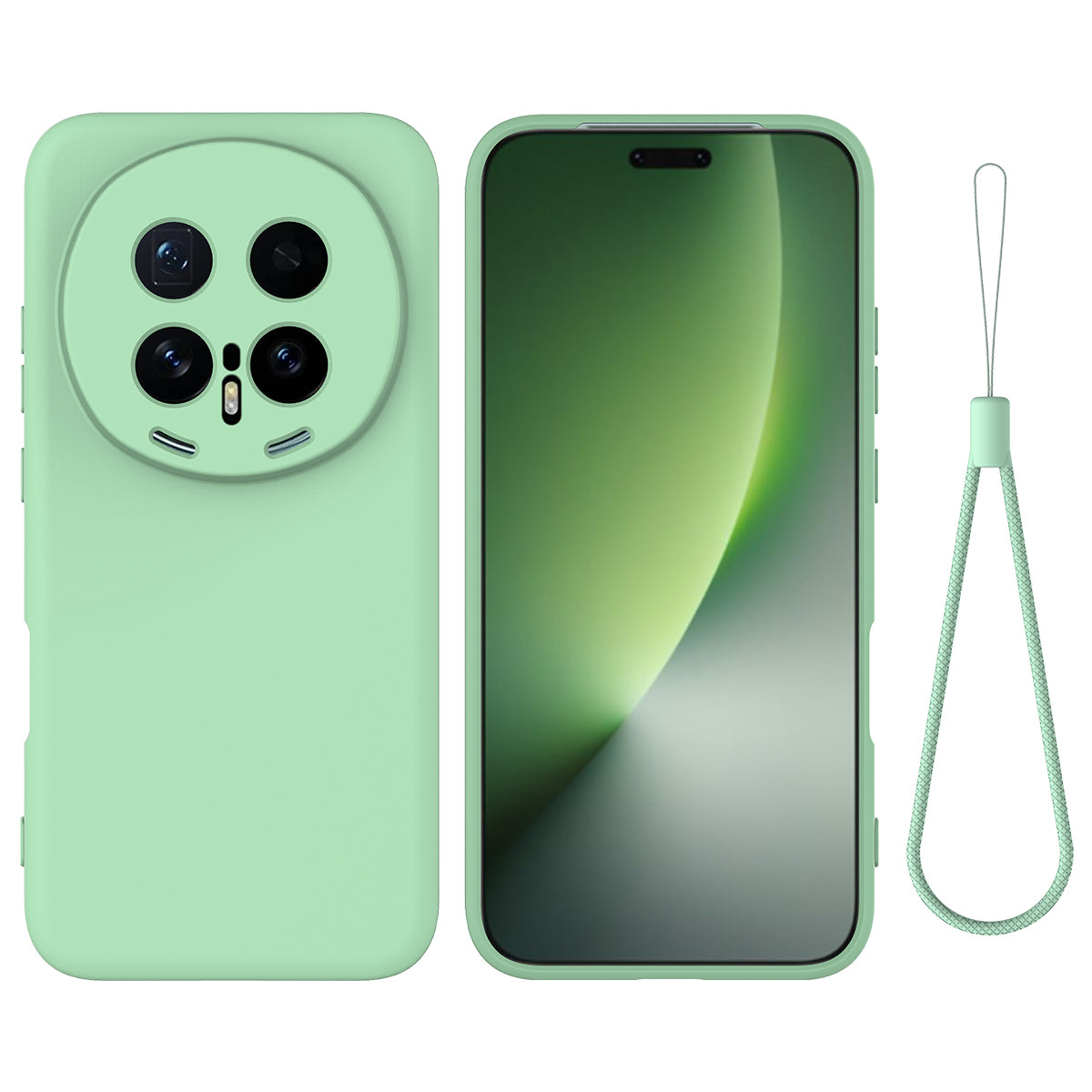 For Honor Magic8 Pro 5G Liquid Silicone Case Phone Back Cover with Hand Strap