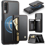 JEEHOOD For Samsung Galaxy A50 Case  J12 Magnetic Detachable Zipper Wallet Kickstand Leather Back Cover Magnetic Case