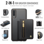 JEEHOOD For Samsung Galaxy A50 Case  J12 Magnetic Detachable Zipper Wallet Kickstand Leather Back Cover Magnetic Case