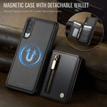 JEEHOOD For Samsung Galaxy A50 Case  J12 Magnetic Detachable Zipper Wallet Kickstand Leather Back Cover Magnetic Case