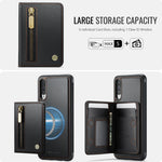 JEEHOOD For Samsung Galaxy A50 Case  J12 Magnetic Detachable Zipper Wallet Kickstand Leather Back Cover Magnetic Case