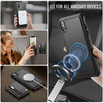 JEEHOOD Til iPhone XS Max 6,5 tommer etui J12 Magnetisk aftagelig lynlåspung Kickstand lædercover kompatibel med MagSafe
