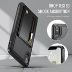 JEEHOOD Til iPhone XS Max 6,5 tommer etui J12 Magnetisk aftagelig lynlåspung Kickstand lædercover kompatibel med MagSafe