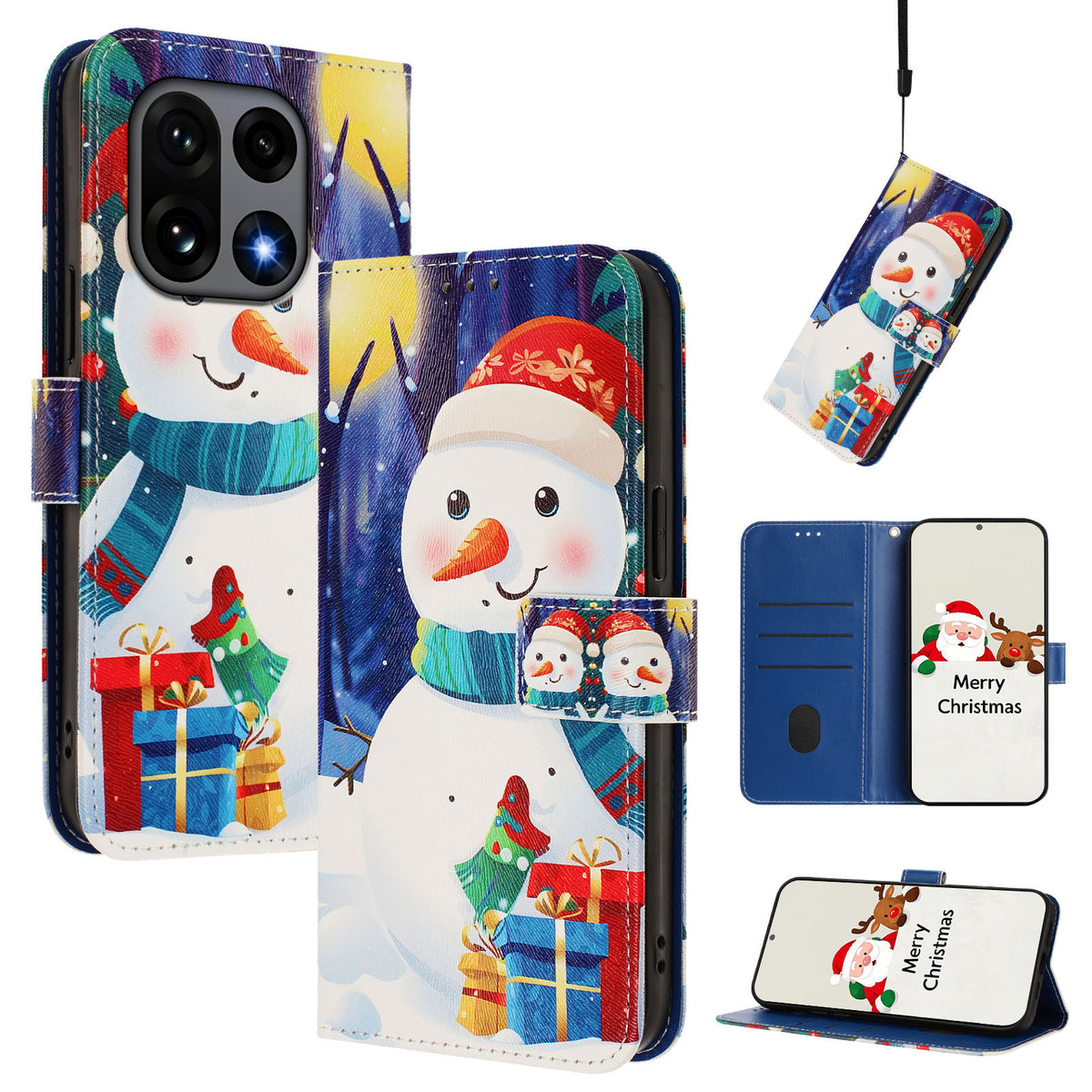 OnePlus 15 5G Plånboksfodral Julmönster Tryck Lädermobilfodral med Snodd
