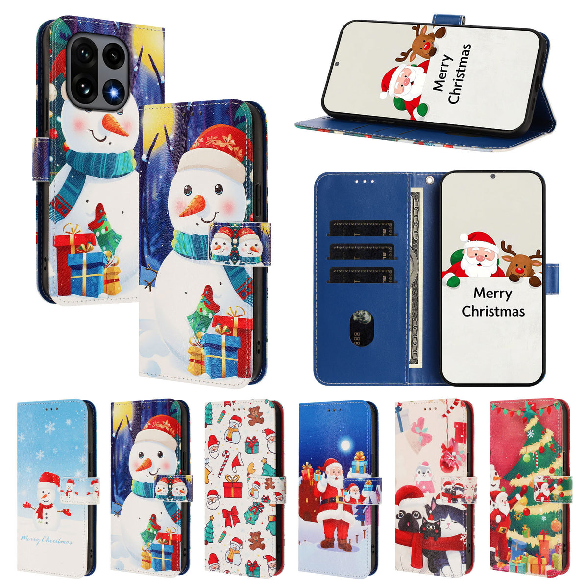 OnePlus 15 5G Plånboksfodral Julmönster Tryck Lädermobilfodral med Snodd