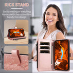 ASUWISH til iPhone 17 Pro cover 10 kortholder glitrende lædertelefoncover med crossbody-strop