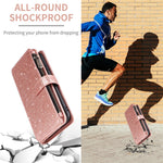 ASUWISH til iPhone 17 Pro cover 10 kortholder glitrende lædertelefoncover med crossbody-strop