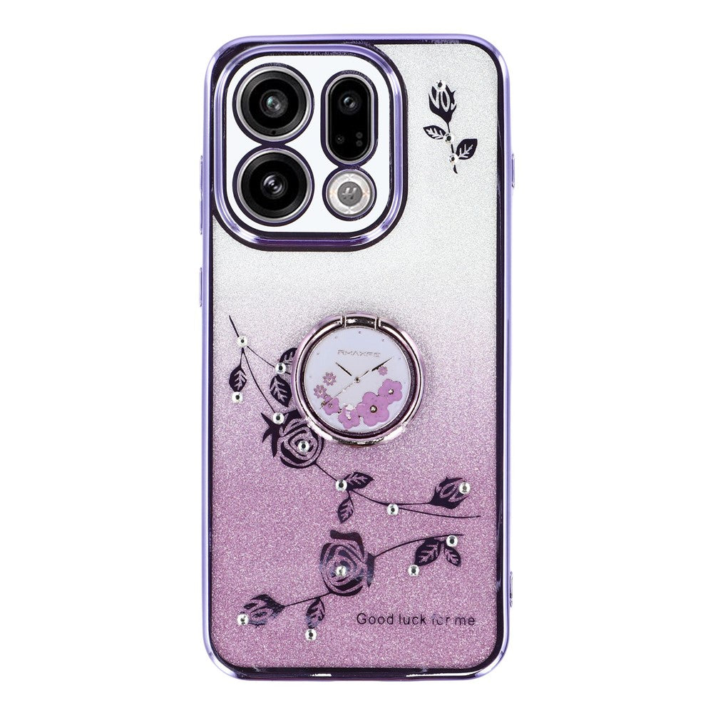 KADEM Til Oppo Find X9 5G Cover Ring Kickstand TPU Blomster Telefoncover Gradient Glitter