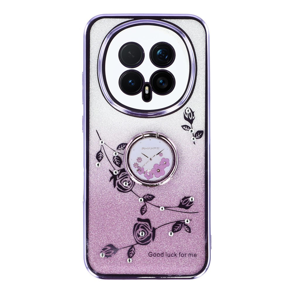 KADEM For Honor Magic8 5G Case Ring Kickstand TPU Flowers Phone Cover Gradient Glitter