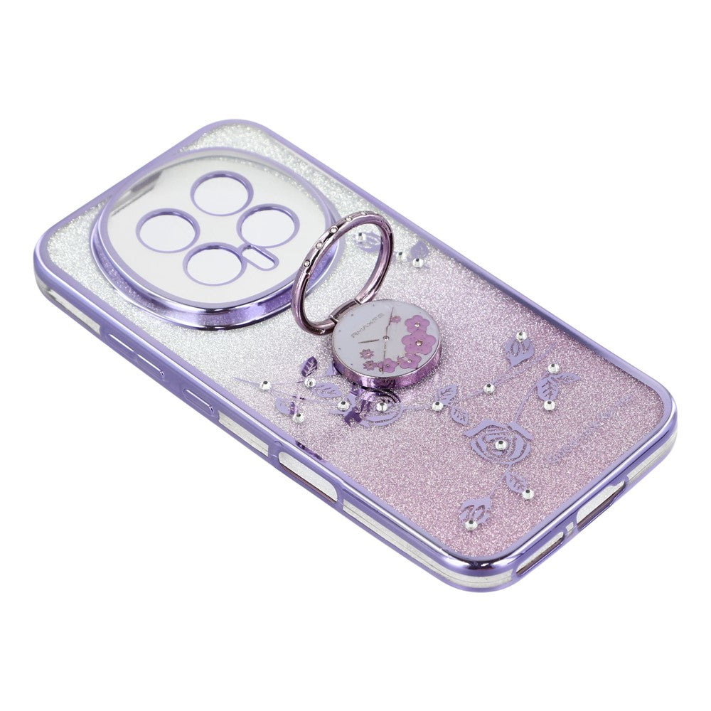 KADEM For Honor Magic8 5G Case Ring Kickstand TPU Flowers Phone Cover Gradient Glitter