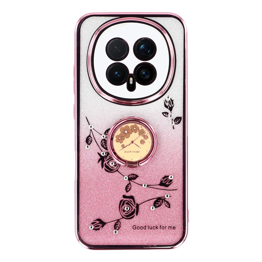 KADEM For Honor Magic8 5G Case Ring Kickstand TPU Flowers Phone Cover Gradient Glitter
