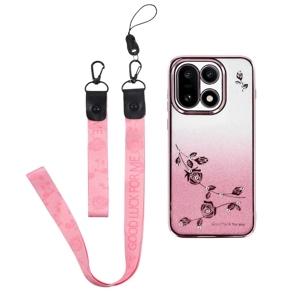 KADEM For OnePlus 15 5G Case Flower Pattern TPU Gradient Phone Cover with Lanyards