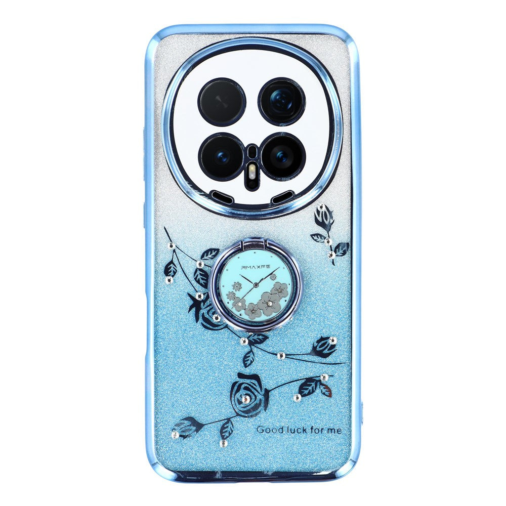 KADEM For Honor Magic8 Pro 5G Case Ring Kickstand TPU Flowers Phone Cover Gradient Glitter