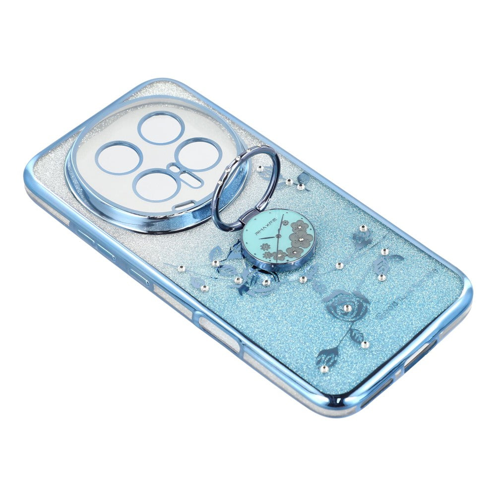 KADEM For Honor Magic8 Pro 5G Case Ring Kickstand TPU Flowers Phone Cover Gradient Glitter