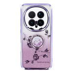 KADEM For Honor Magic8 Pro 5G Case Ring Kickstand TPU Flowers Phone Cover Gradient Glitter