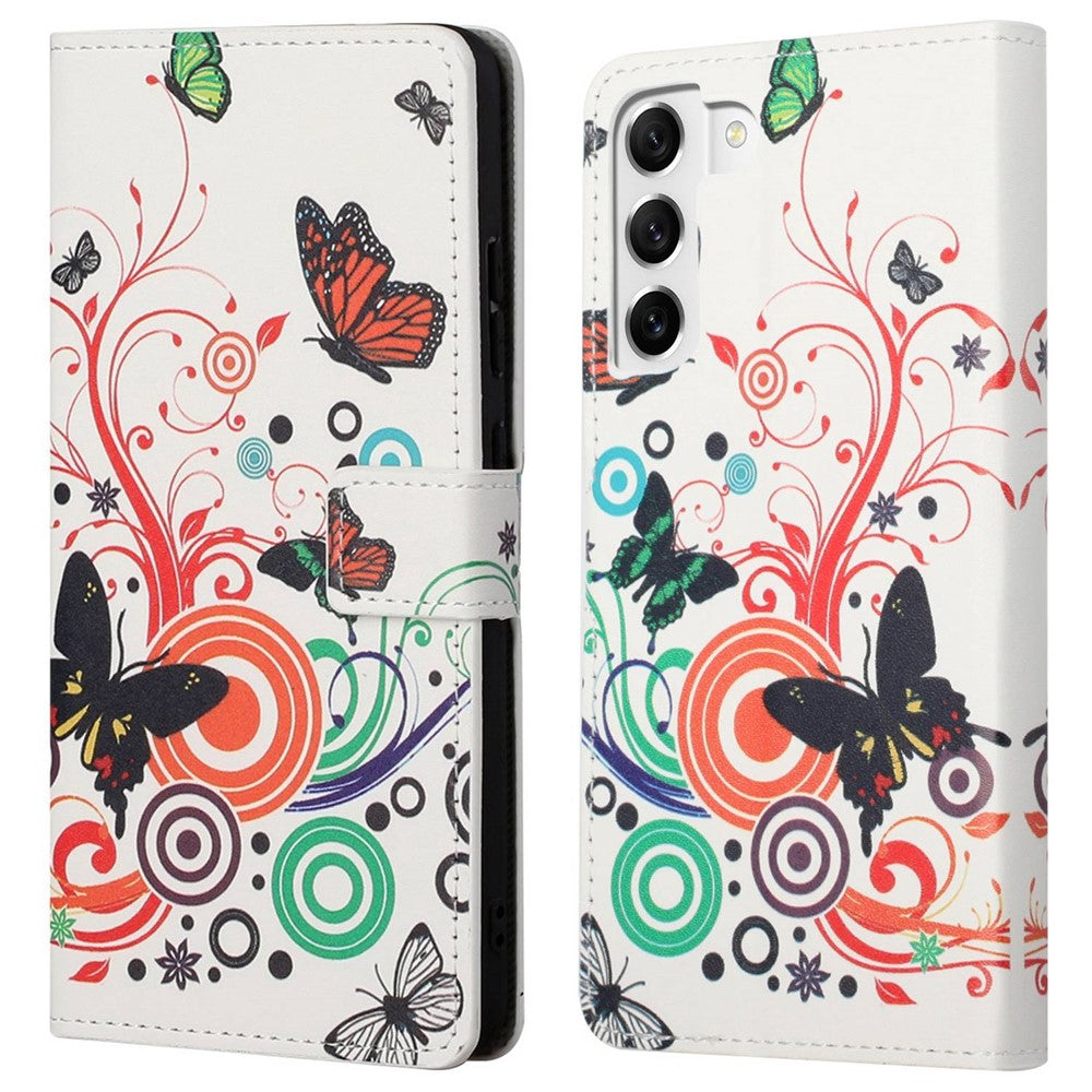 For Samsung Galaxy S23+ Full Protection Phone Case Pattern Printing PU Leather Folio Flip Wallet Cover with Stand