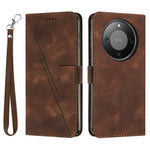 For Honor Magic8 Lite 5G / X9d 5G / X70 5G Leather Case Imprinted Triangle Phone Cover with Hand Strap