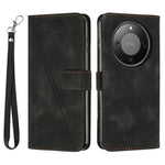 For Honor Magic8 Lite 5G / X9d 5G / X70 5G Leather Case Imprinted Triangle Phone Cover with Hand Strap