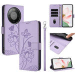 For Honor Magic8 Lite 5G / X9d 5G / X70 5G Case Wallet Stand Lotus Imprint Leather Phone Cover with Wrist Strap