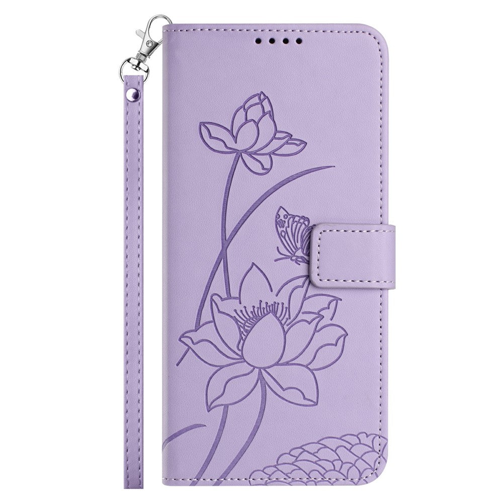 For Honor Magic8 Lite 5G / X9d 5G / X70 5G Case Wallet Stand Lotus Imprint Leather Phone Cover with Wrist Strap