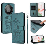 For Honor Magic8 Lite 5G / X9d 5G / X70 5G Case Wallet Stand Lotus Imprint Leather Phone Cover with Wrist Strap