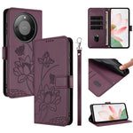 For Honor Magic8 Lite 5G / X9d 5G / X70 5G Case Wallet Stand Lotus Imprint Leather Phone Cover with Wrist Strap