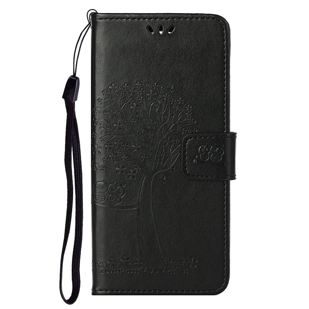 Full Protection Phone Cover for Samsung Galaxy S23+, PU Leather Imprinted Owl Tree Pattern Magnetic Clasp Flip Wallet Case with Stand