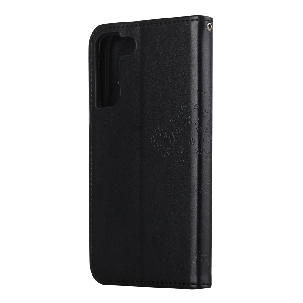 Full Protection Phone Cover for Samsung Galaxy S23+, PU Leather Imprinted Owl Tree Pattern Magnetic Clasp Flip Wallet Case with Stand