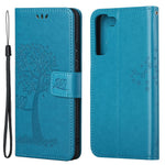 Full Protection Phone Cover for Samsung Galaxy S23+, PU Leather Imprinted Owl Tree Pattern Magnetic Clasp Flip Wallet Case with Stand