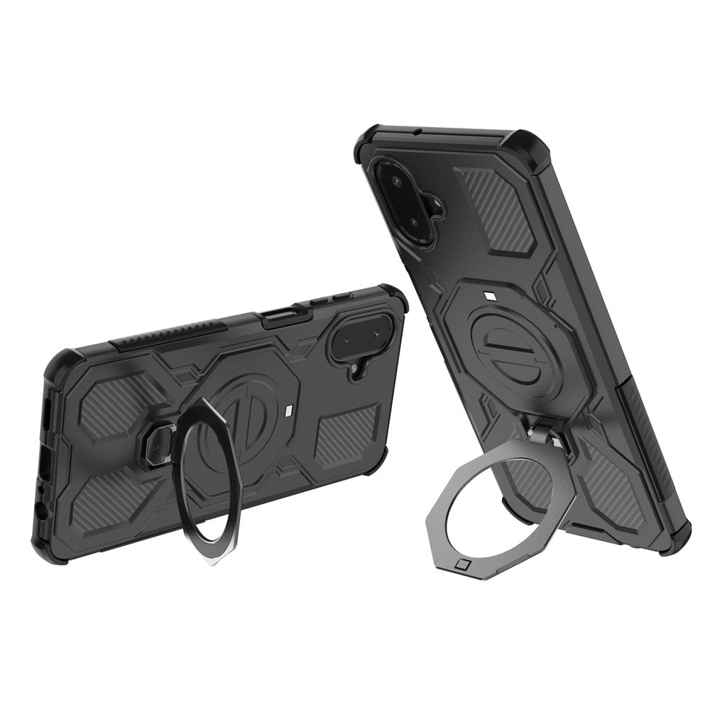 Samsung Galaxy A08 5G / A08 4G / A07 5G / A07 4G / A07s 4G-magnetisk cover med roterende metalstativ, stødsikkert PC + TPU-mobilbagside