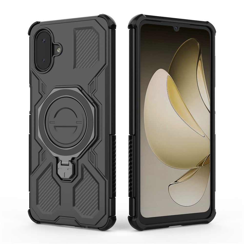 Samsung Galaxy A08 5G / A08 4G / A07 5G / A07 4G / A07s 4G-magnetisk cover med roterende metalstativ, stødsikkert PC + TPU-mobilbagside