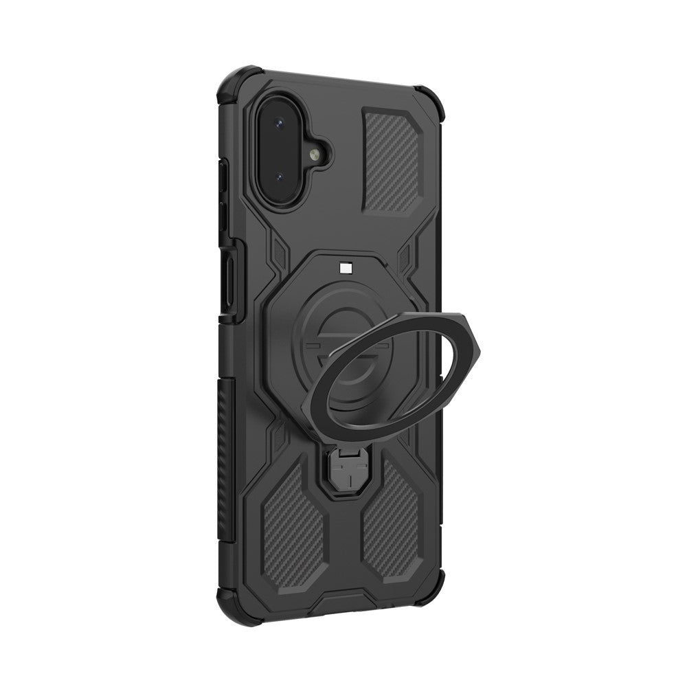 Samsung Galaxy A08 5G / A08 4G / A07 5G / A07 4G / A07s 4G-magnetisk cover med roterende metalstativ, stødsikkert PC + TPU-mobilbagside