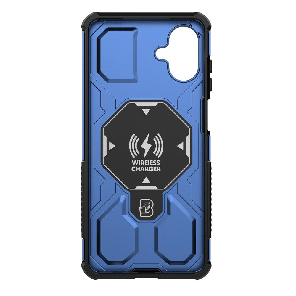 Samsung Galaxy A08 5G / A08 4G / A07 5G / A07 4G / A07s 4G-magnetisk cover med roterende metalstativ, stødsikkert PC + TPU-mobilbagside
