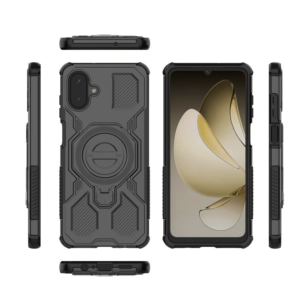 Samsung Galaxy A08 5G / A08 4G / A07 5G / A07 4G / A07s 4G-magnetisk cover med roterende metalstativ, stødsikkert PC + TPU-mobilbagside