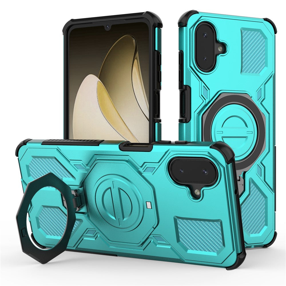 Samsung Galaxy A08 5G / A08 4G / A07 5G / A07 4G / A07s 4G-magnetisk cover med roterende metalstativ, stødsikkert PC + TPU-mobilbagside