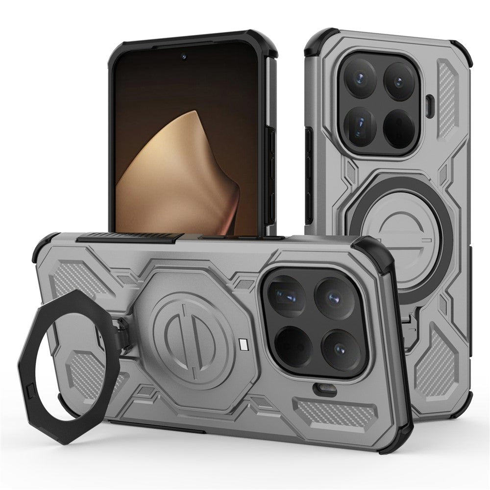 Xiaomi 15T Pro Magnetiskt Skal Roterande Metallstativ Stötsäkert PC + TPU mobil Baksida