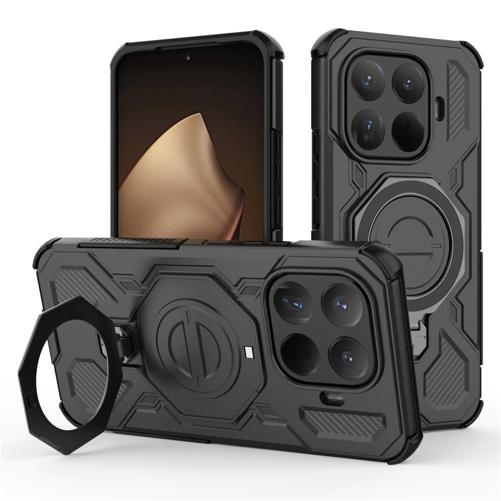 Xiaomi 15T Pro Magnetiskt Skal Roterande Metallstativ Stötsäkert PC + TPU mobil Baksida