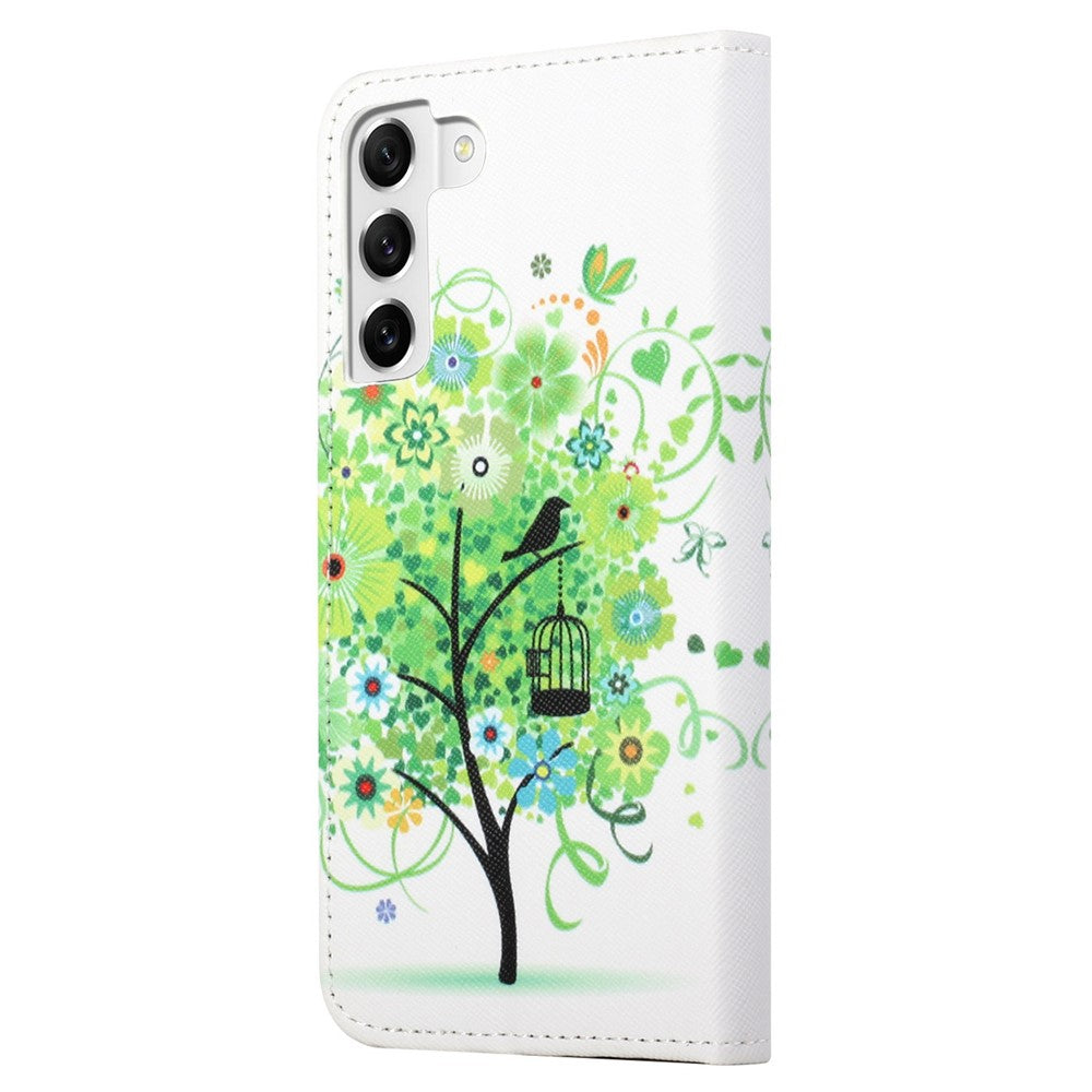 For Samsung Galaxy S23 Cross Texture PU Leather Flip Stand Wallet Case Pattern Printing Protector Cover