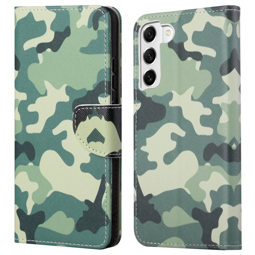 For Samsung Galaxy S23 Cross Texture PU Leather Flip Stand Wallet Case Pattern Printing Protector Cover