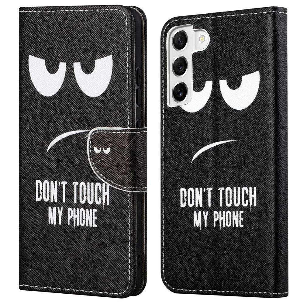 For Samsung Galaxy S23 Cross Texture PU Leather Flip Stand Wallet Case Pattern Printing Protector Cover
