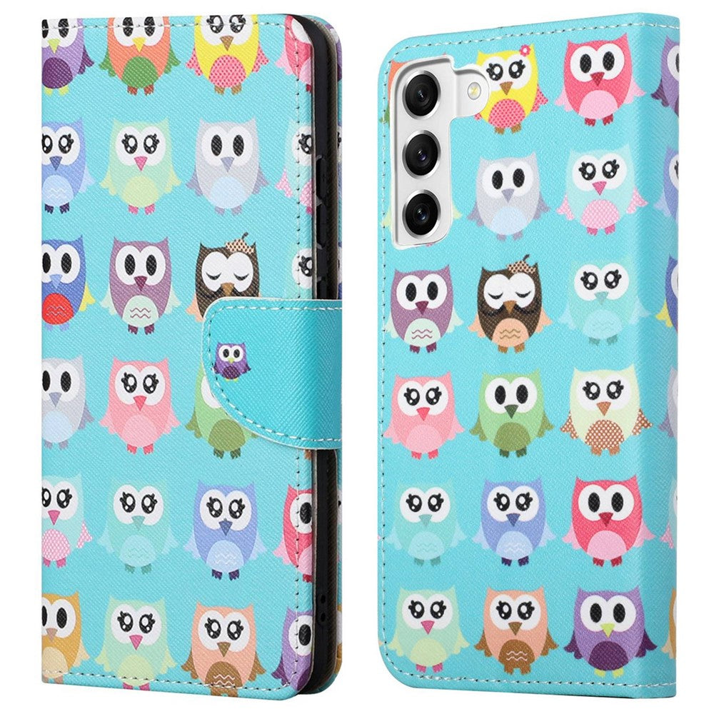 For Samsung Galaxy S23 Cross Texture PU Leather Flip Stand Wallet Case Pattern Printing Protector Cover