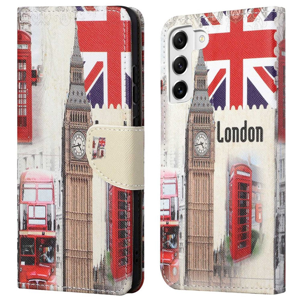 For Samsung Galaxy S23 Cross Texture PU Leather Flip Stand Wallet Case Pattern Printing Protector Cover