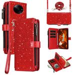 ASUWISH Phone Case For Xiaomi Poco C61 4G  /  Redmi A3 4G  /  Redmi A3x 4G 10 Card Holder Glitter Leather Cover with Crossbody Strap