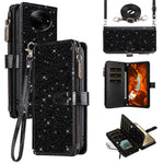 ASUWISH Phone Case For Xiaomi Poco C61 4G  /  Redmi A3 4G  /  Redmi A3x 4G 10 Card Holder Glitter Leather Cover with Crossbody Strap