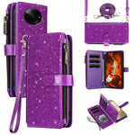ASUWISH Phone Case For Xiaomi Poco C61 4G  /  Redmi A3 4G  /  Redmi A3x 4G 10 Card Holder Glitter Leather Cover with Crossbody Strap