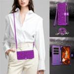 ASUWISH For Samsung Galaxy S25 Edge Case 10 Card Holder Glitter Leather Phone Cover with Crossbody Strap